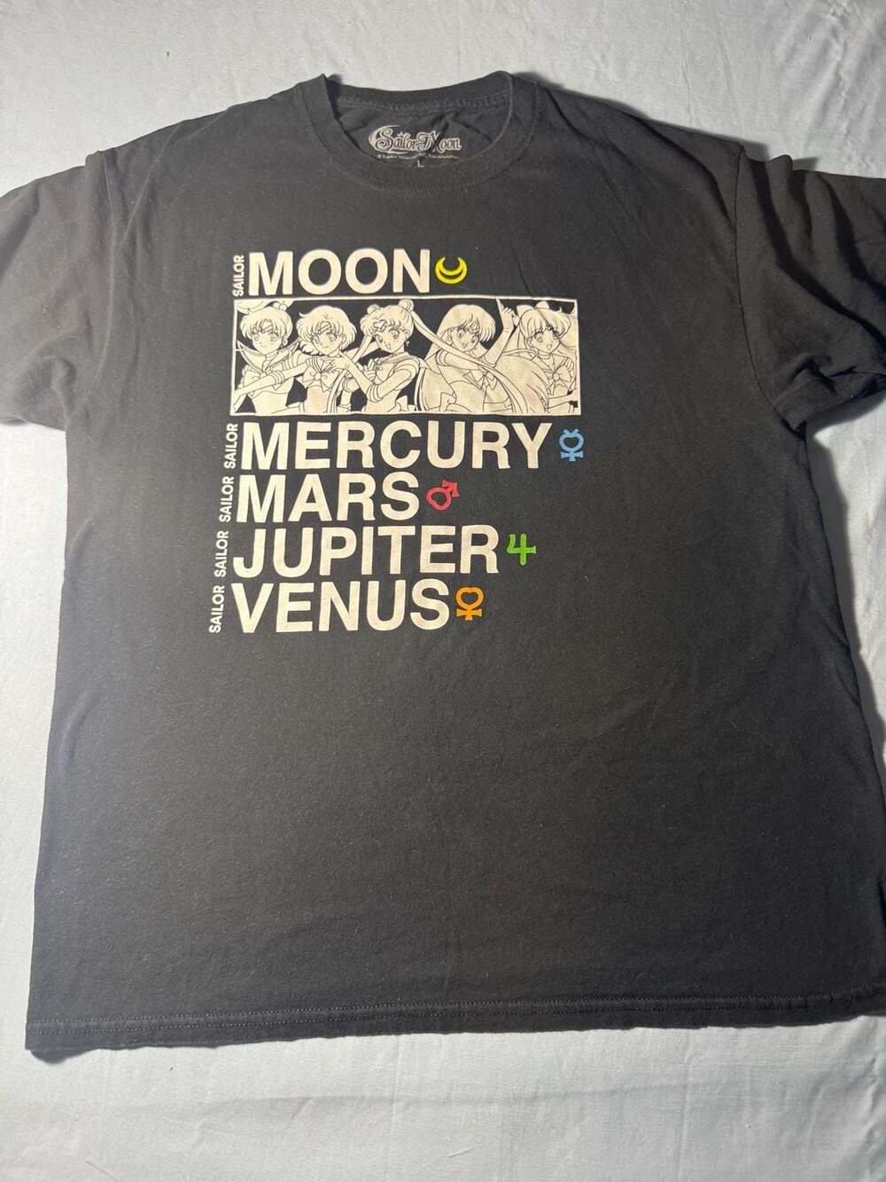 Sailor Moon Graphic T-Shirt Size L Black Anime